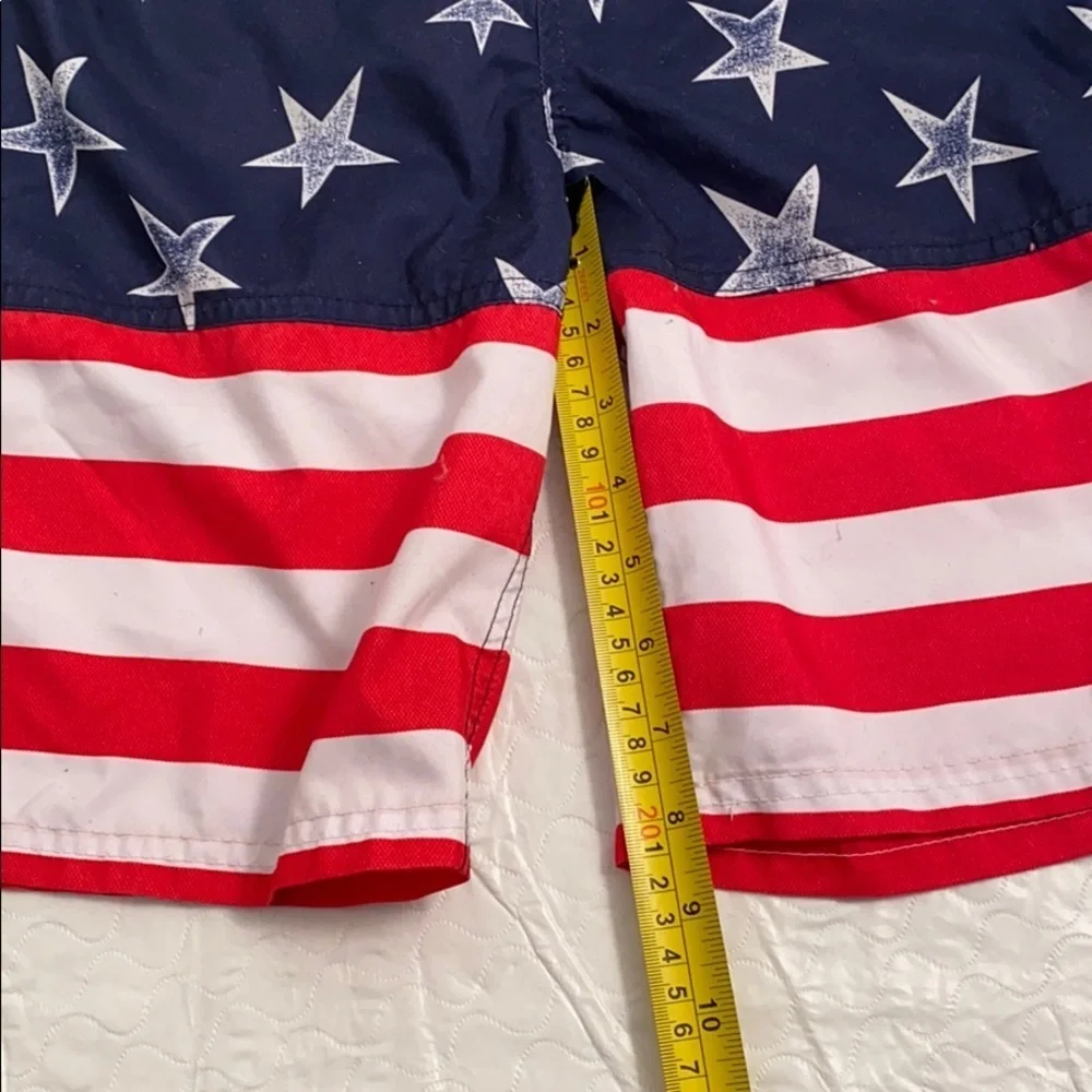 Cat and Jack American Flag red white blue swim trunks L = 12-14